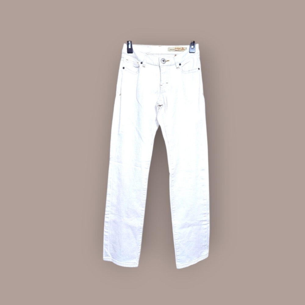 Christopher Blue Stretchy Straight Leg Denim Jeans in Cream Size 4